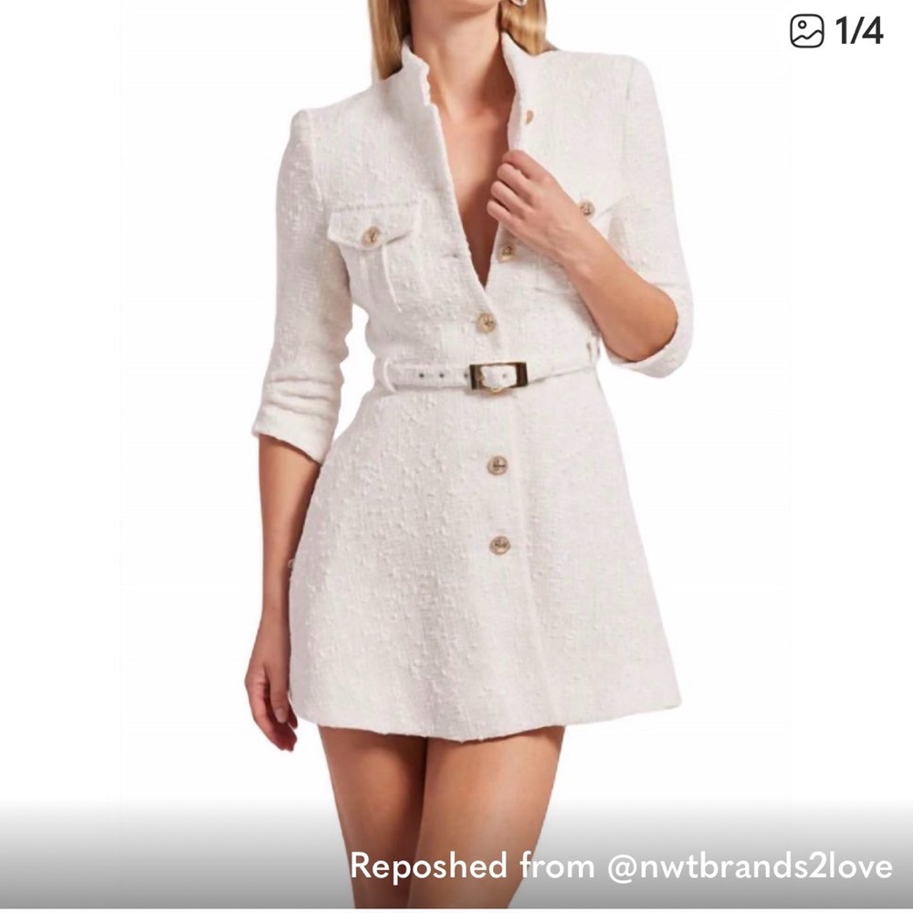 Generation Love White Textured Belted Mini Dress